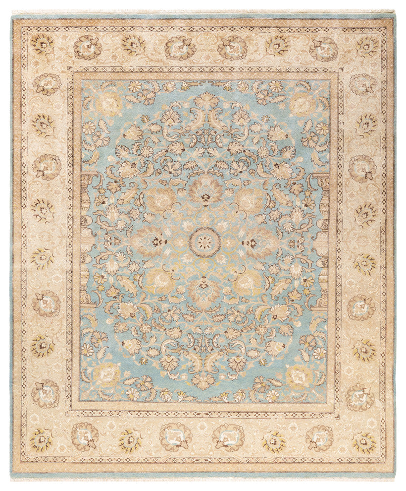 Eclectic, One-of-a-Kind Hand-Knotted Area Rug Light Blue, 8'0"x9'7"