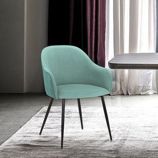 Pixie Fabric Dining Room Chair With Black Metal Legs, Teal