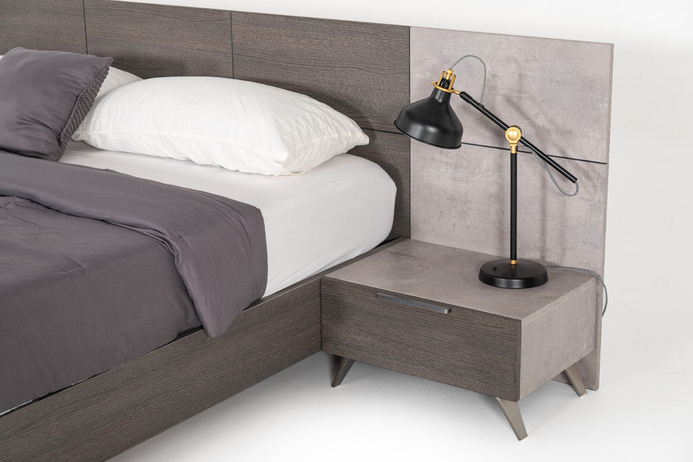 Nova Domus Bronx Italian Modern Faux Concrete and Grey Bed, Eastern King