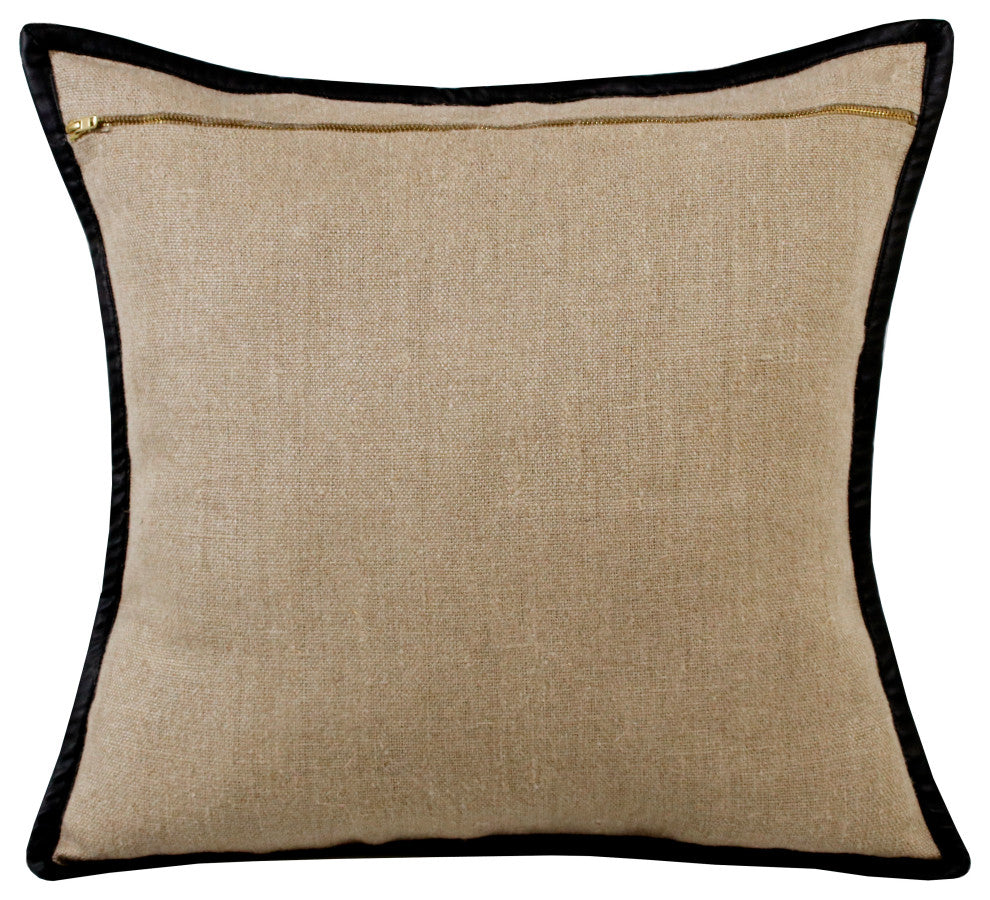 Estate Hand-Woven Black Farmhouse Linen Throw Pillow