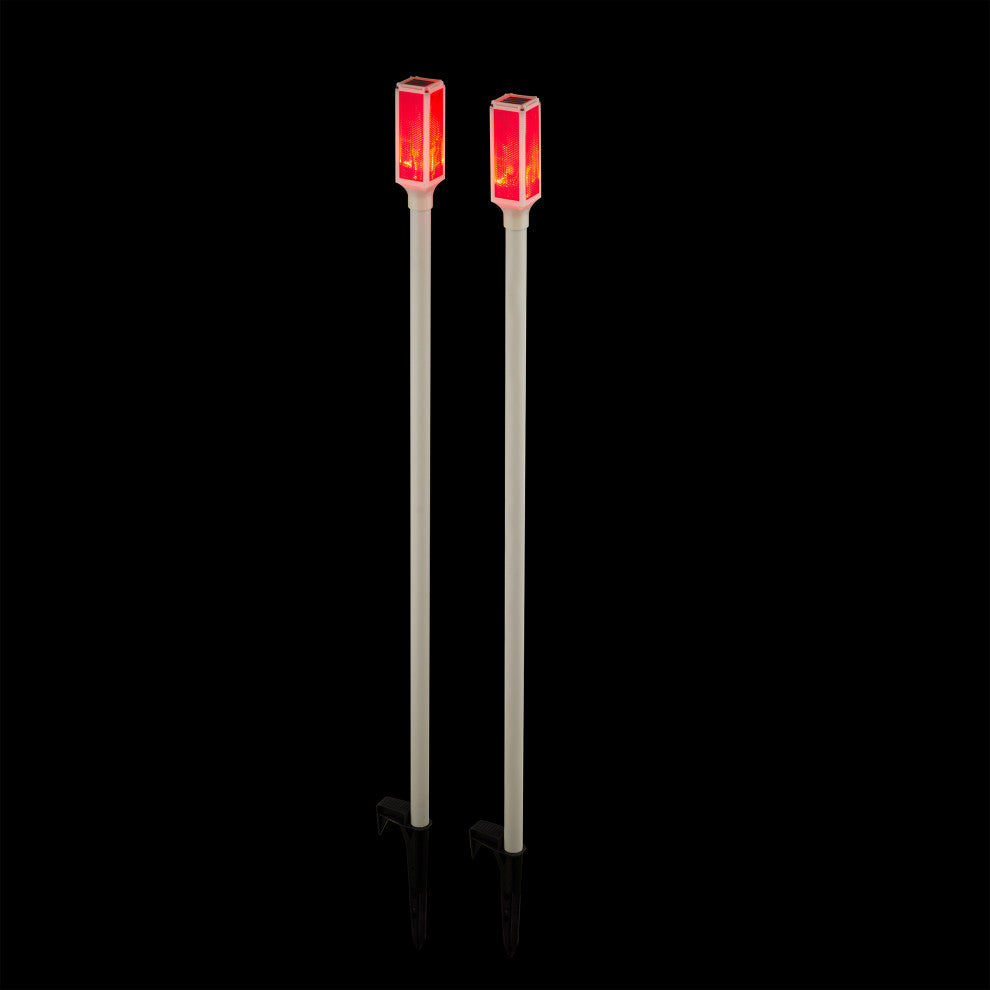 43"H Driveway Markers with Solar-Powered Red LED Lights - Set of 2
