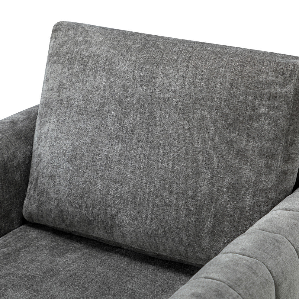35" Comfy Club Chair for Bedroom With Wood Legs, Gray