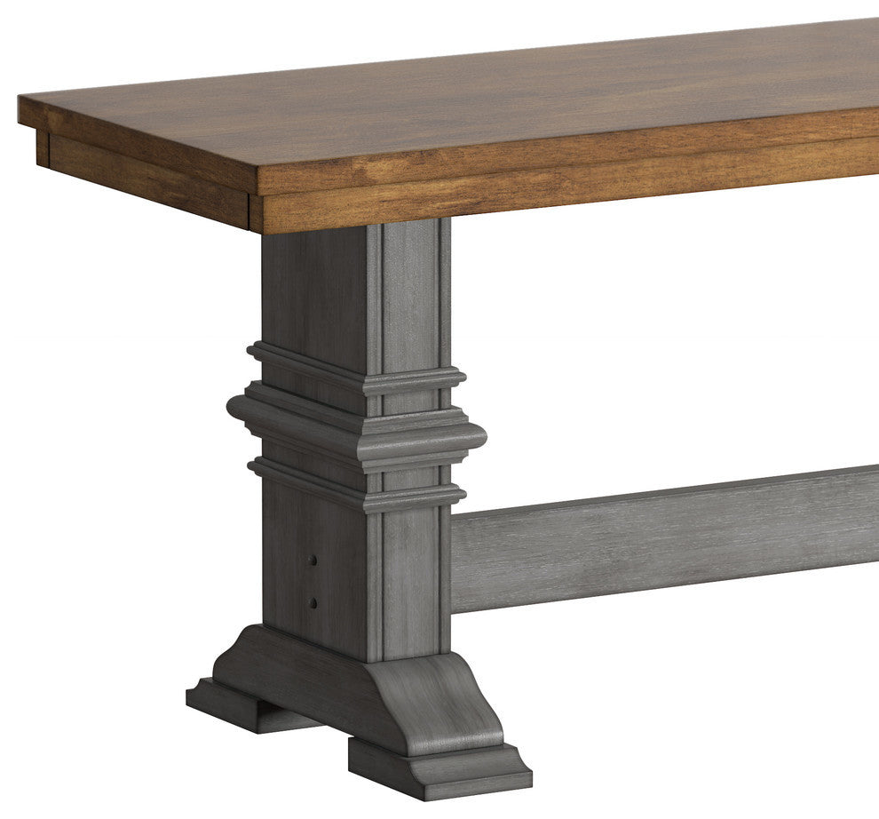 Arbor Hill Two-Tone Trestle Base Dining Bench, Antique Grey