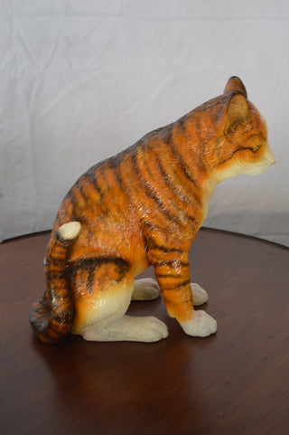 Colored Cat Sitting Bronze Statue -  Size: 6"L x 11"W x 11"H.