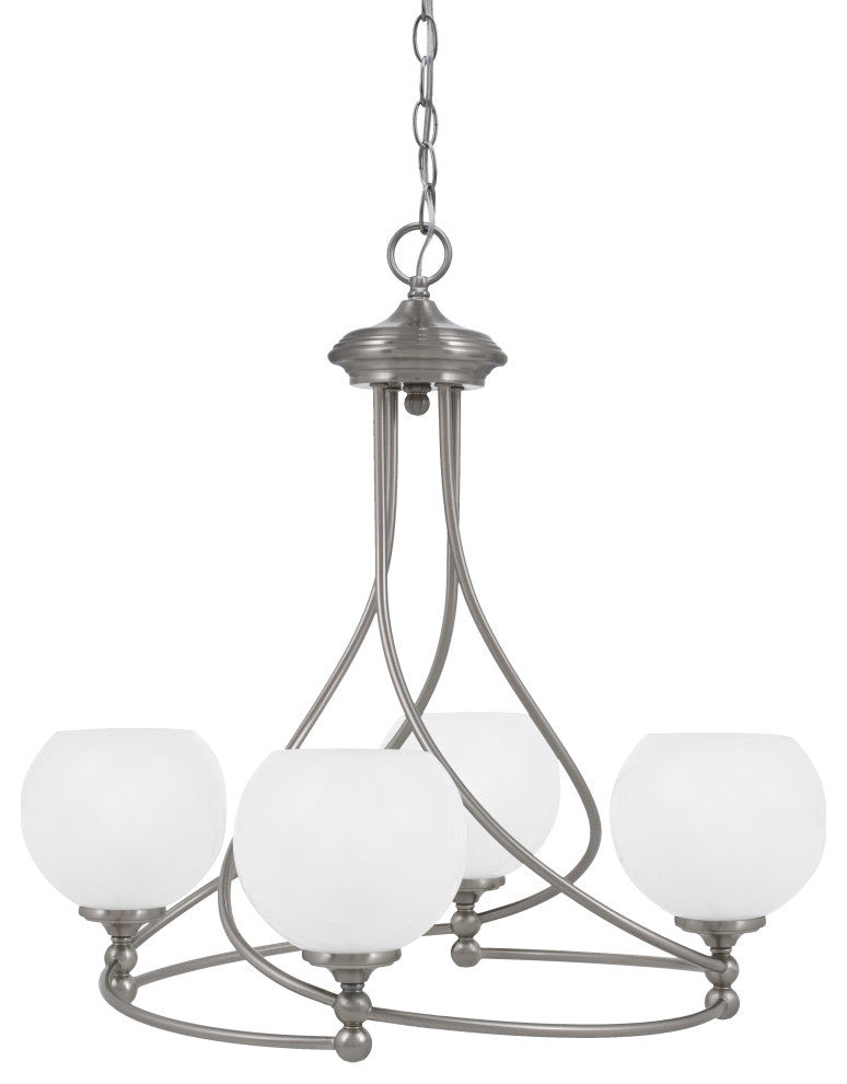 Capri 4-Light Chandelier, Brushed Nickel/White Marble