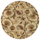 Fairfield Transitional Floral Beige Round Area Rug, 8' Round