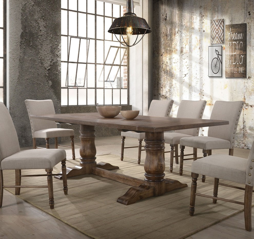Acme Leventis Dining Table, Weathered Oak