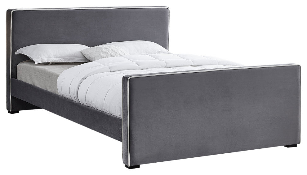 Dillard Velvet Upholstered Bed, Gray, King