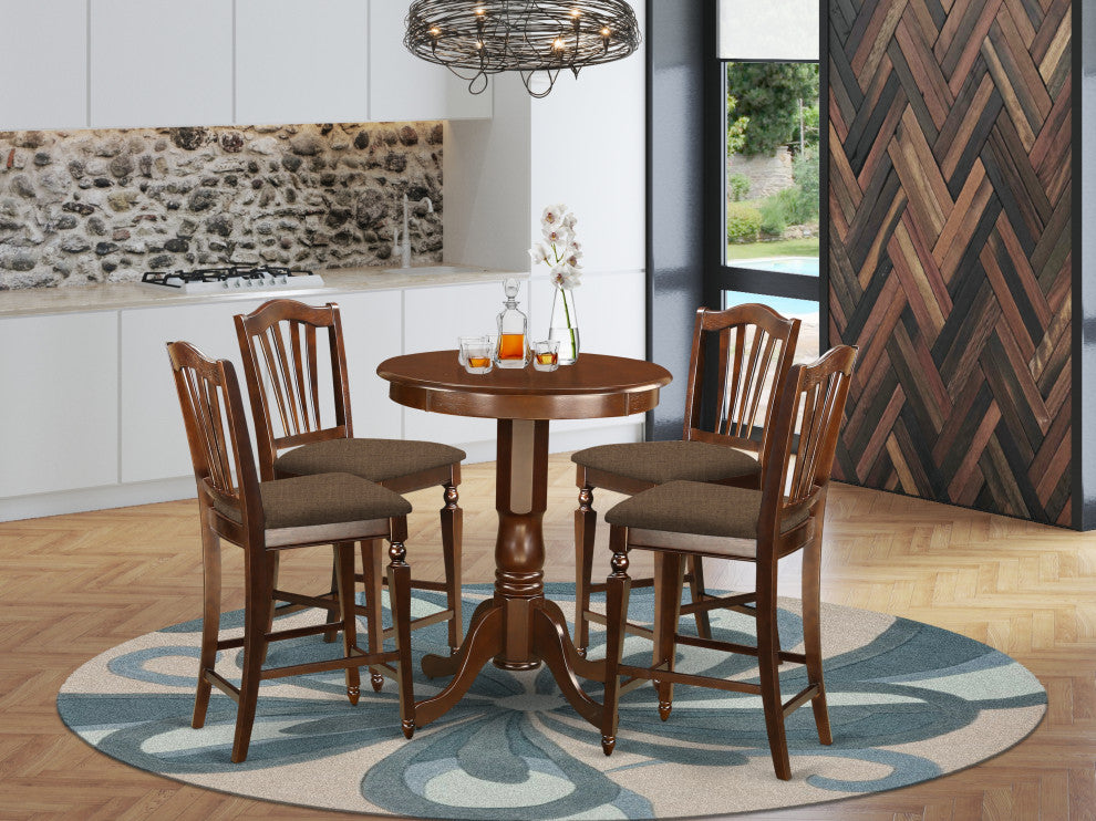 5 Pc Counter Height Set - High Table And 4 Dining Chairs