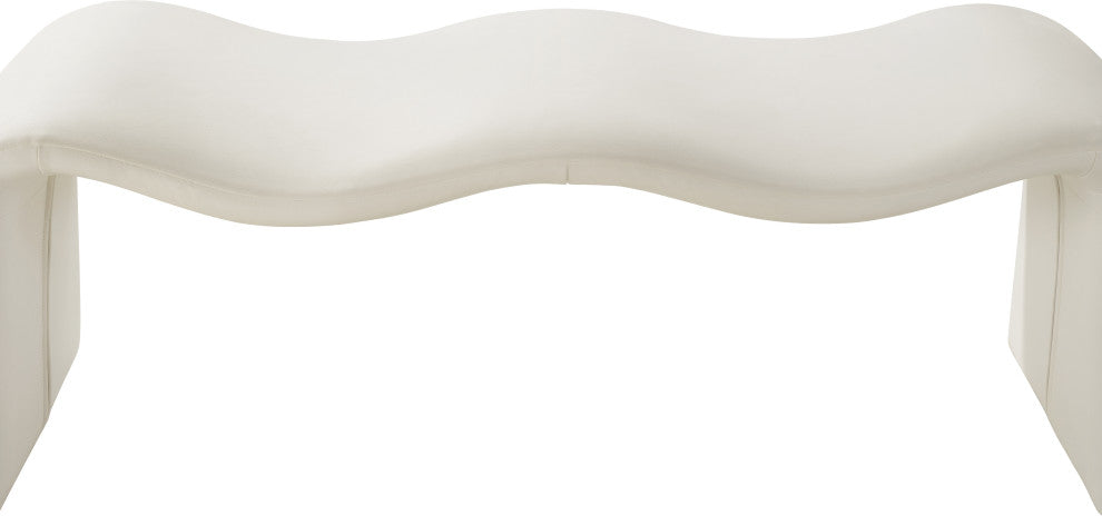 Willow Upholstered Bench, Cream, Vegan Leather