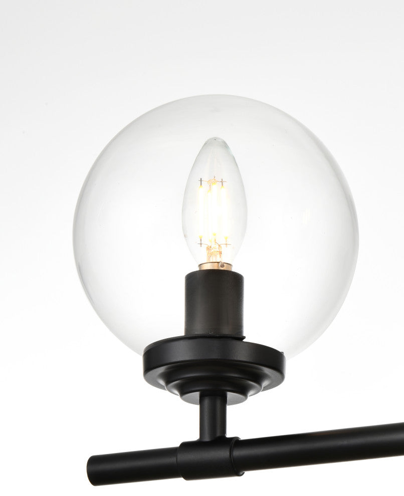 3 Light Black And Clear Bath Sconce