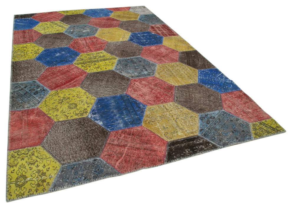 Rug N Carpet - Hand-Knotted Oriental 6' 8" x 10' 2" Overdyed Patchwork Area Rug