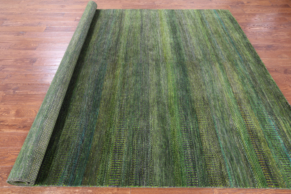 7' 10" X 9' 10" Super Savannah Gabbeh Hand Knotted Wool & Silk Rug - Q13061