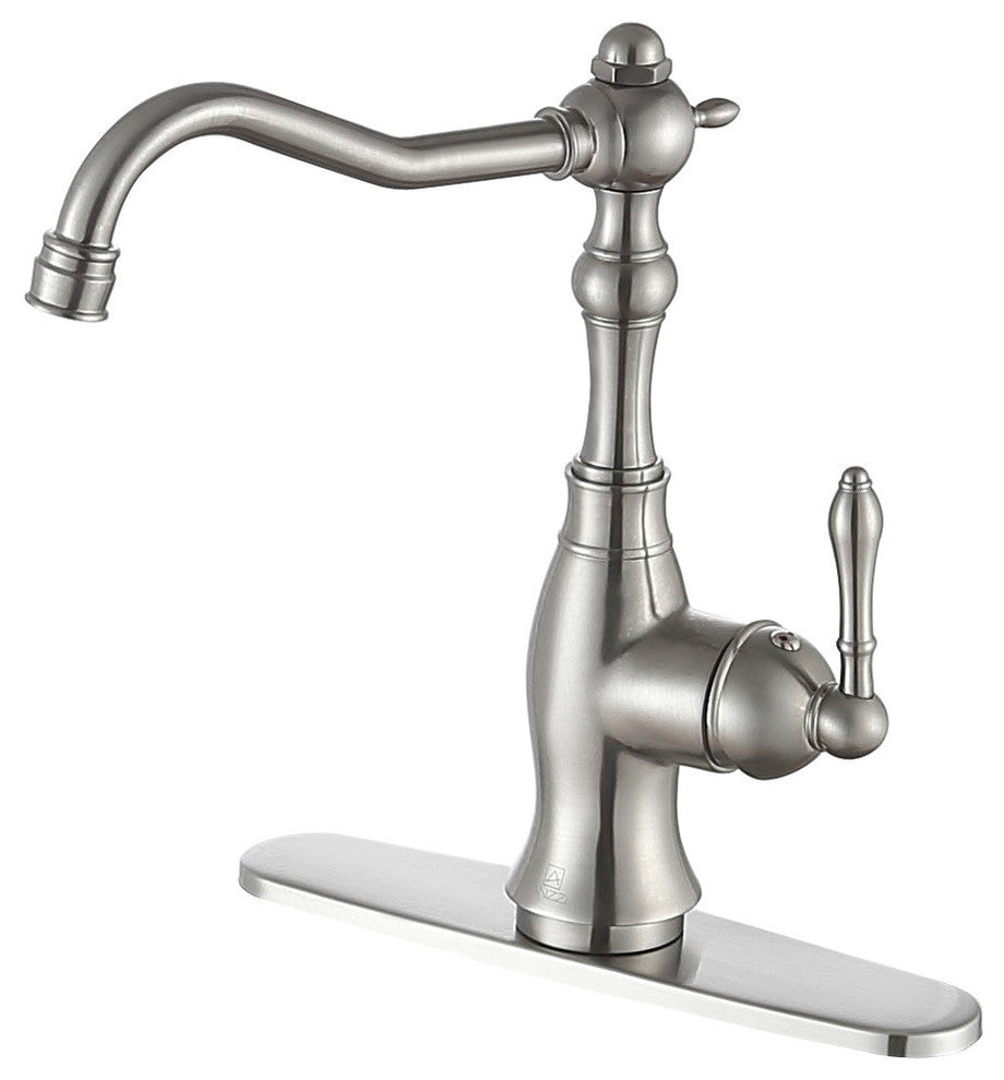 Highland Single Handle Standard Kitchen Faucet, Side Sprayer, Brushed Nickel