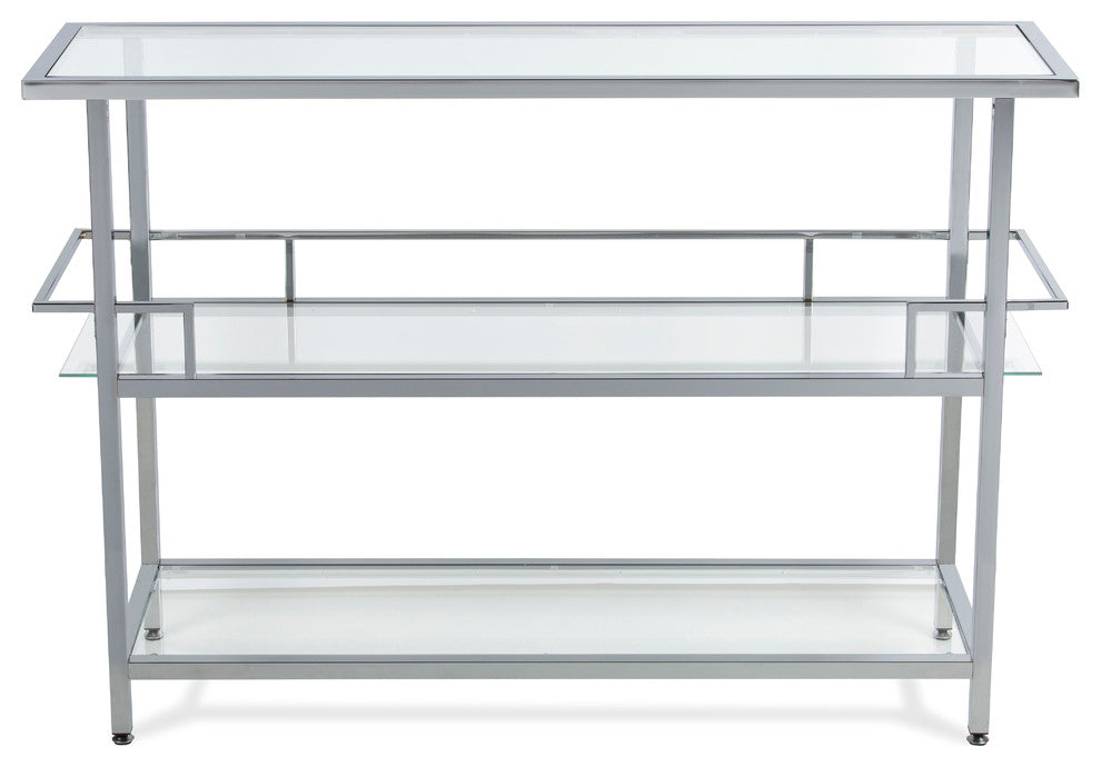 Portico Modern 3-Tier Metal and Glass Bar Unit for Liquor or Wine Storage