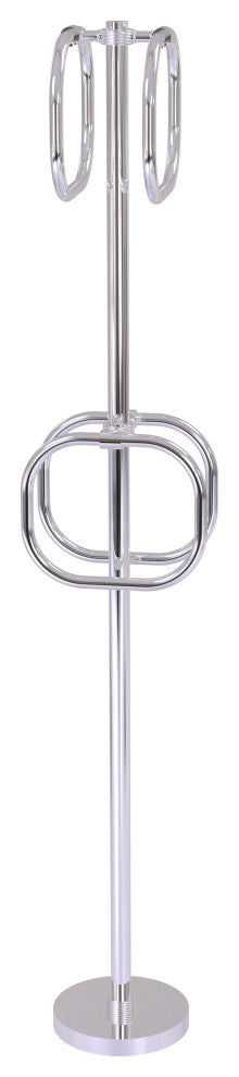Towel Stand with 4 Integrated Towel Rings, Polished Chrome
