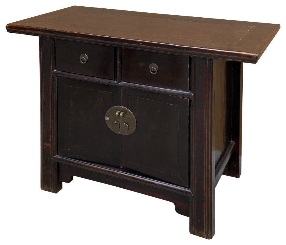 Vintage Chinese Dark Brown Drawers Side Table Credenza Vanity Cabinet Hcs7798