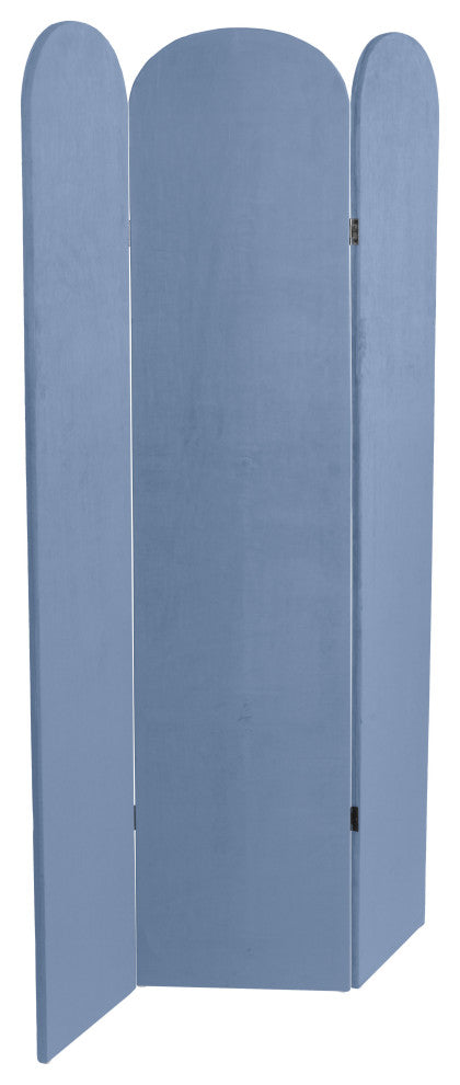 6 ft. Classic Arch Velvet Room Divider Blue 3 Panel