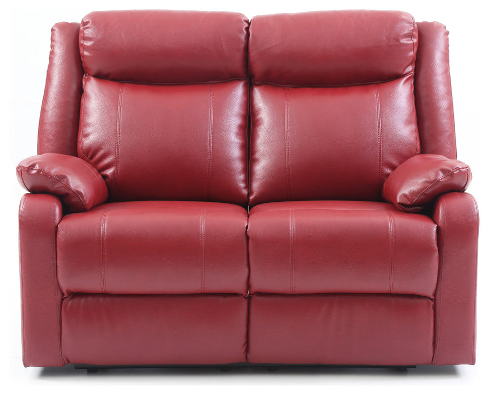 Cobre Faux Leather Double Reclining Love Seat, Red