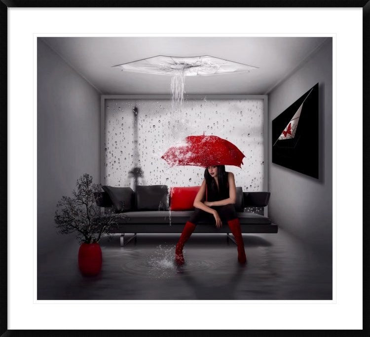 "Rain In Paris" Framed Digital Print by Natalia Simongulashvili, 38x34"