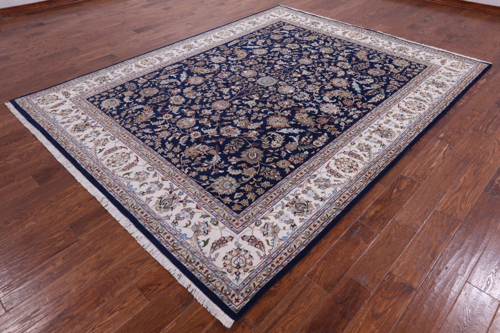 7' 10" X 10' 2" Persian Nain Wool and Silk Handmade Rug Q9315