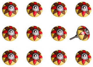 1.5" X 1.5" X 1.5" Ceramic Metal Multicolor 12 Pack Knob