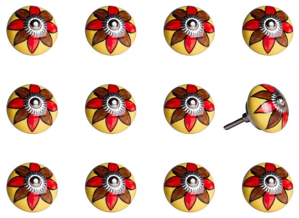 1.5" X 1.5" X 1.5" Ceramic Metal Multicolor 12 Pack Knob