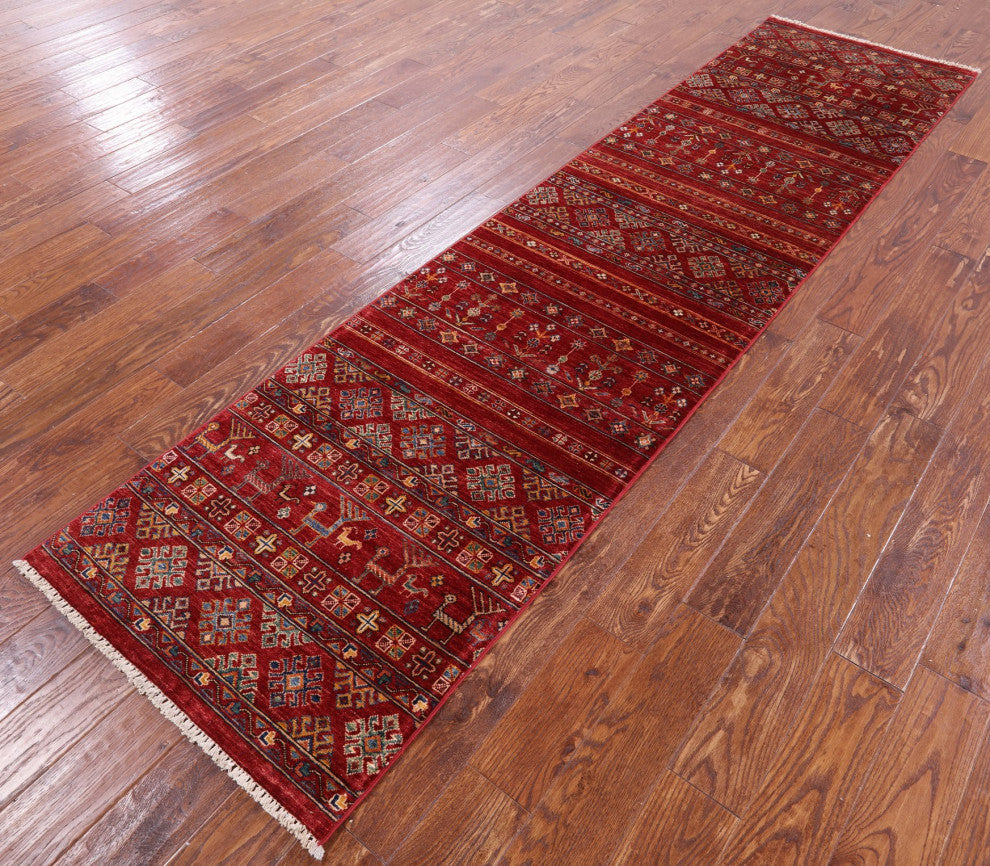 2' 7" X 10' 5" Hand Knotted Persian Gabbeh Tribal Runner Rug Q5717