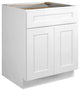 Base Pantry Cabinet, Wide Storage Drawer & Lower Doors With Framed Front, White