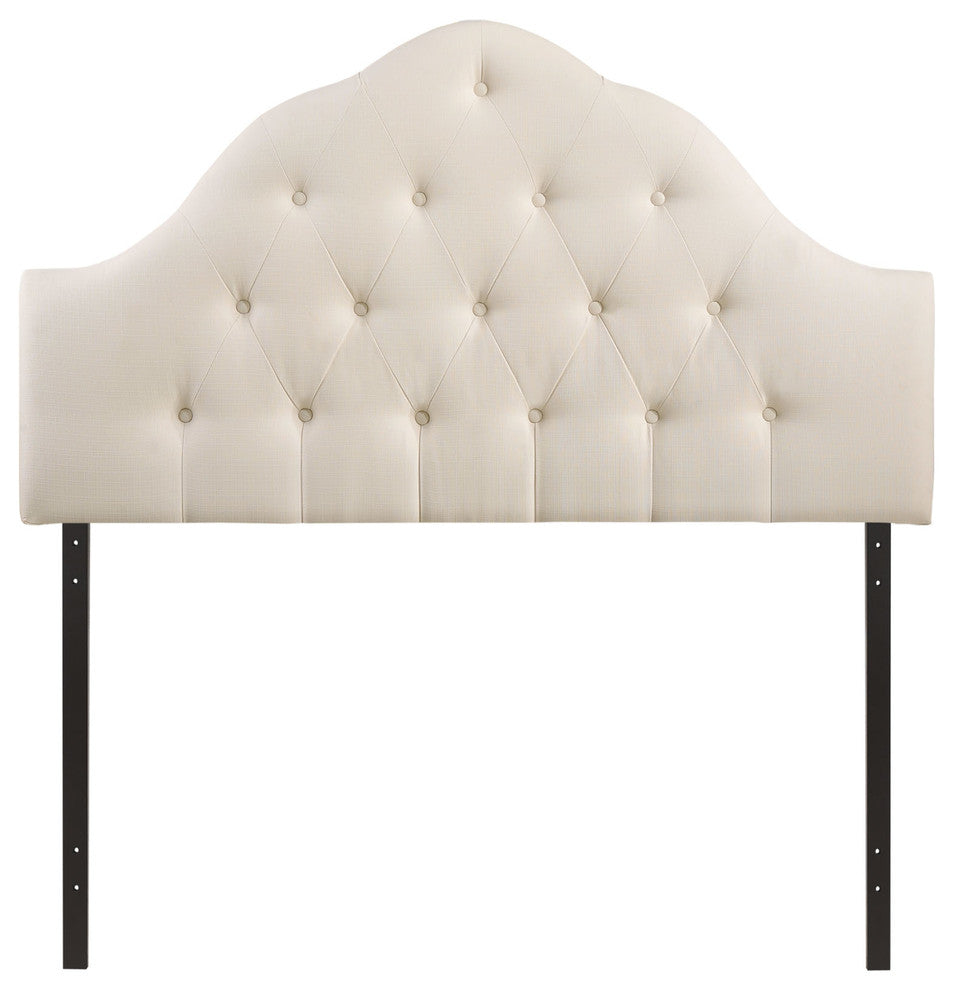 Modern Contemporary King Size Fabric Headboard, Ivory Fabric