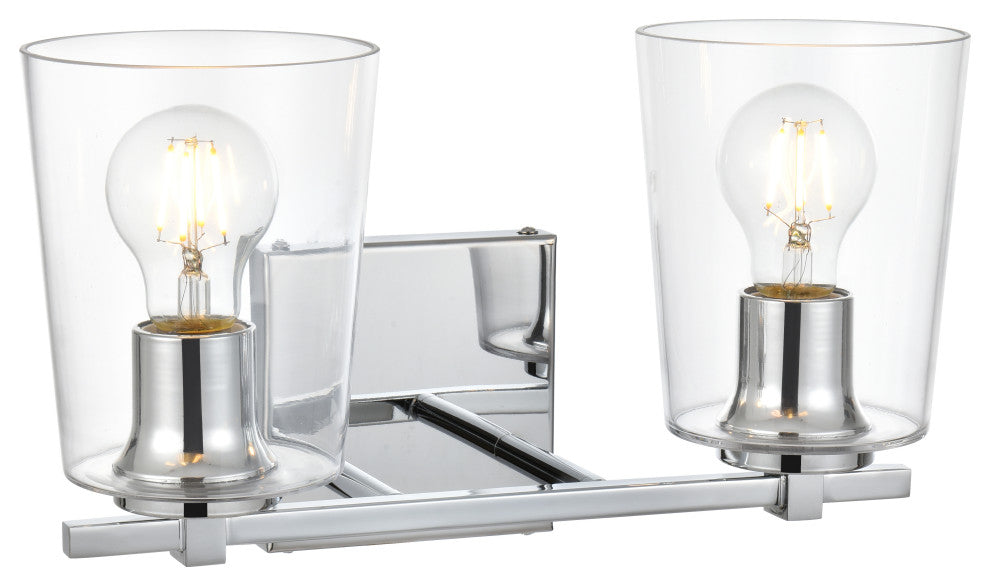 2 Light Chrome And Clear Bath Sconce