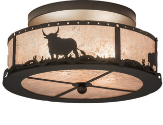 16" W Cowboy and Steer Flush Mount