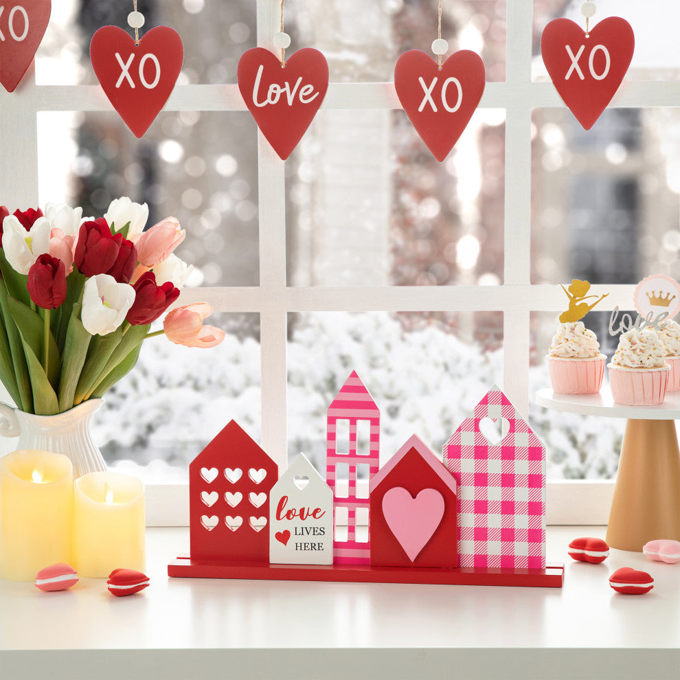 16"L  Valentine's  House Wooden Table Decor