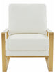 LeisureMod Jefferson Faux Leather Accent Armchair With Gold Frame, White