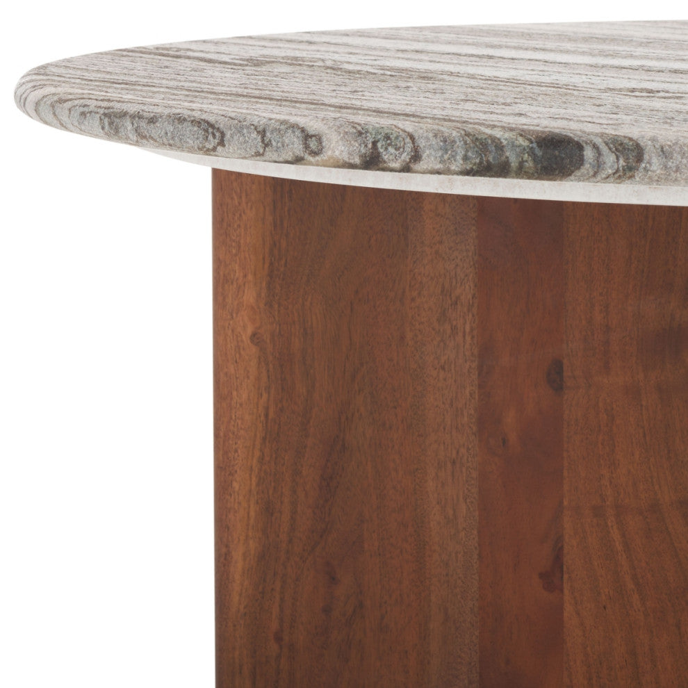 Safavieh Couture Lauresse Marble Coffee Table, Walnut/Grey