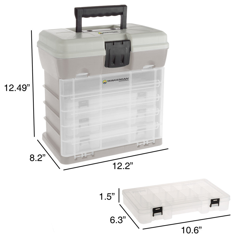 Storage Tool Box-Durable Organizer Utility Box-4 Drawers by Wakeman, Gray