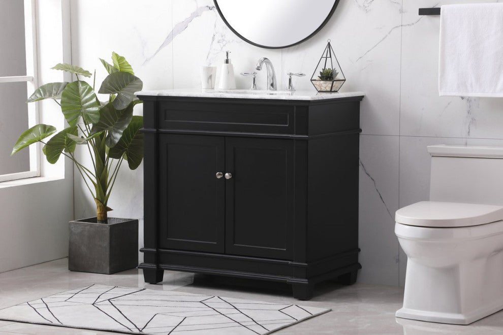 Elegant VF50036BK 36" Single Bathroom Vanity Set, Black