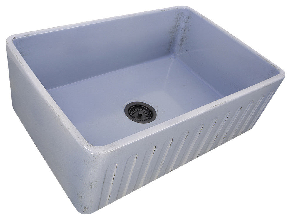 Nantucket Sinks Farmhouse Fireclay Sink, Shabby Sugar Finish, 30"