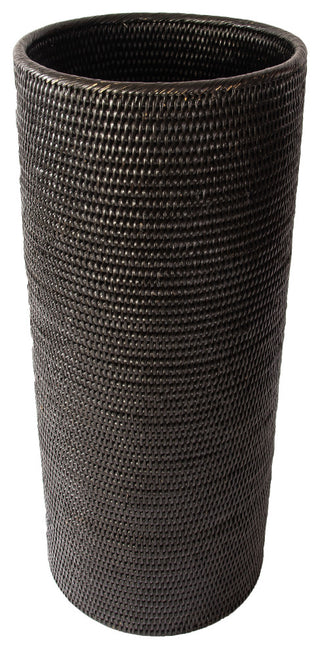 Artifacts Rattan Round Umbrella Basket, Tudor Black