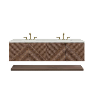 James Martin Marcello Bath Vanity, Chestnut, 72", Lime Delight, Three-Hole