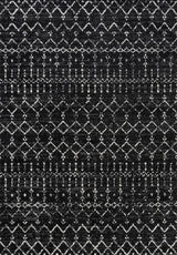 Moroccan HYPE Boho Vintage Diamond Runner Rug, Black/Ivory, 4 X 6