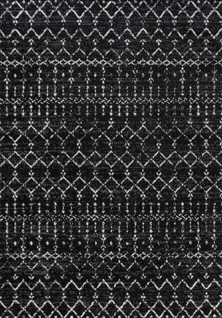 Moroccan HYPE Boho Vintage Diamond Runner Rug, Black/Ivory, 4 X 6