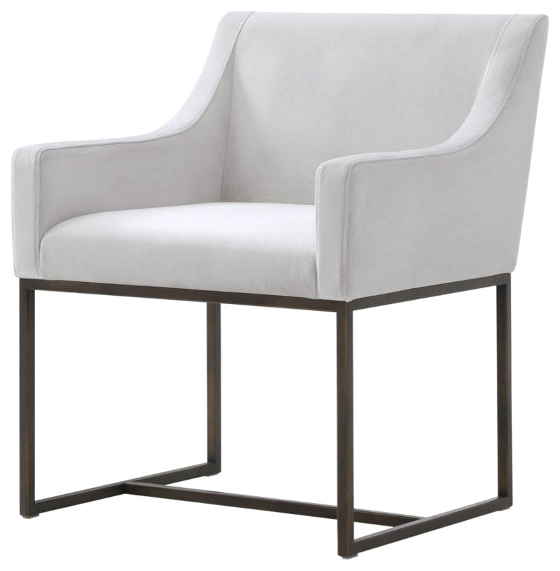 Modrest Elijah, Beige and Copper Antique Brass Dining Chair