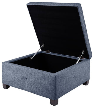 Madison Park Della Button Tufted Soft Close Storage Ottoman, Blue