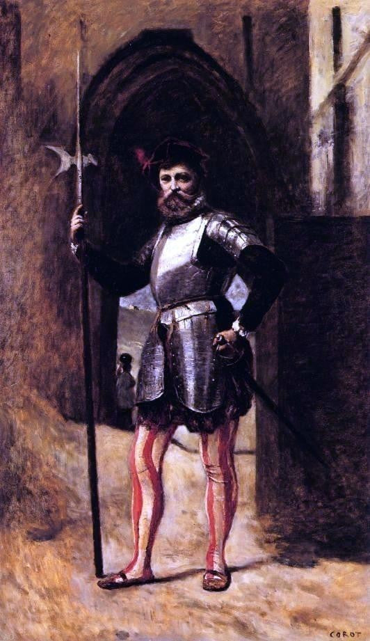 Jean-Baptiste-Camille Corot The Halberdsman, Gallery Wrapped Canvas, 18"x27"