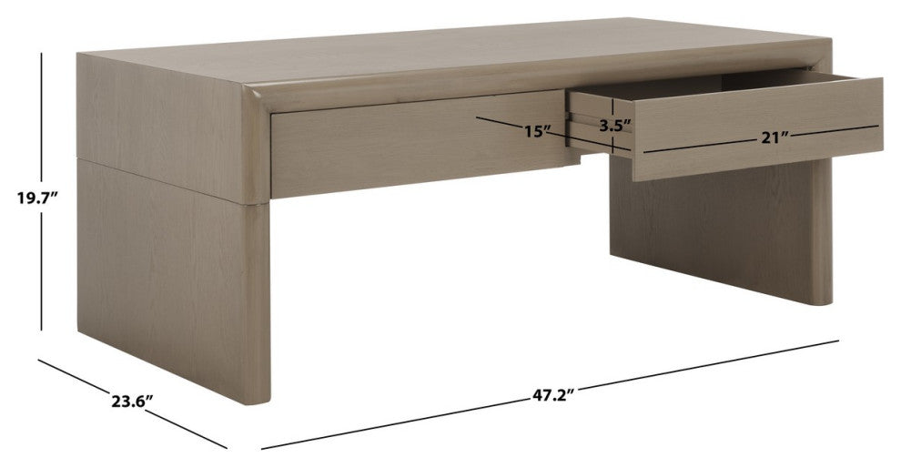 Safavieh Rune Coffee Table With Drawers, Sandy Grey