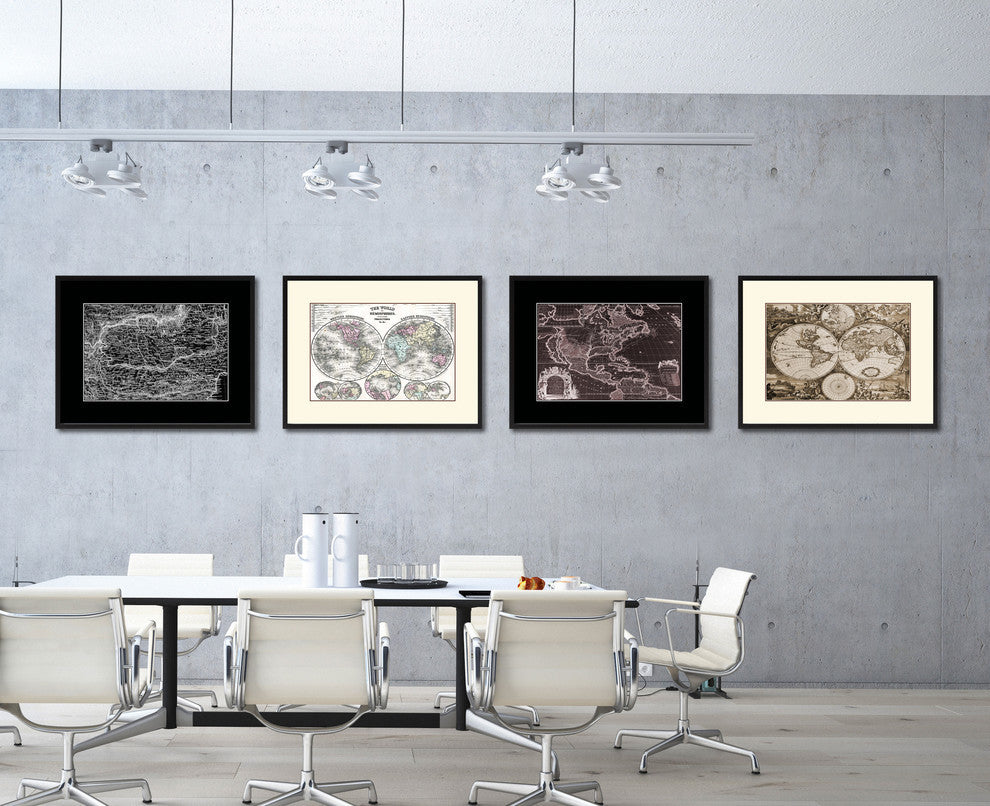 Transylvania, Hungary Old Monochrome Map Print On Canvas With Frame, 16" X 21"