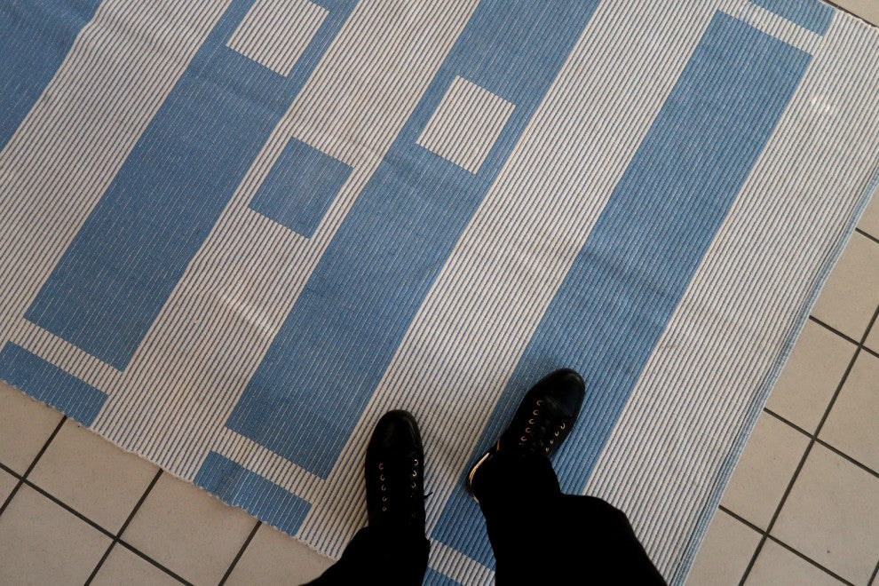 Handmade Vintage Indian Dhurri Kilim 4.6'x6.3', 141cmx193cm 1970s
