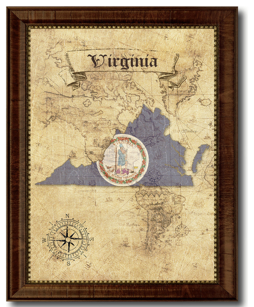 Virginia State Vintage Map, 30"x39"