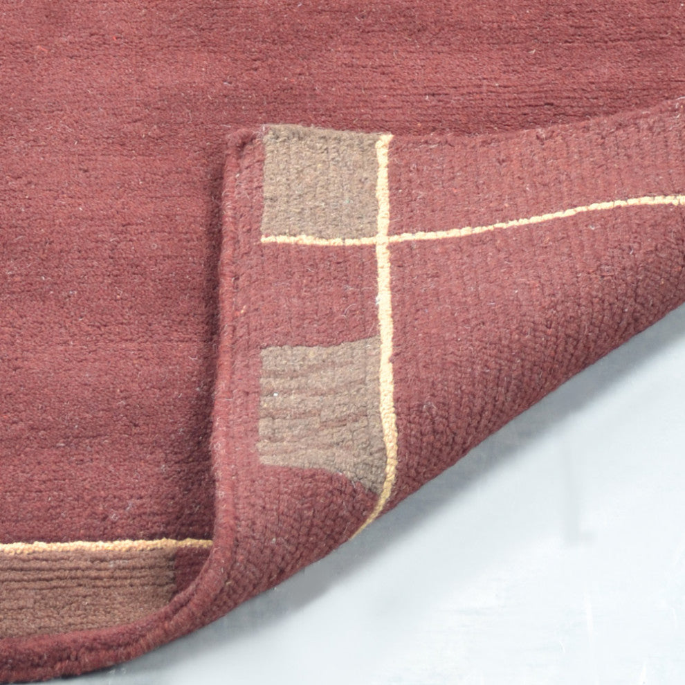 Hand Knotted Tibbati Wool Area Rug Contemporary Red